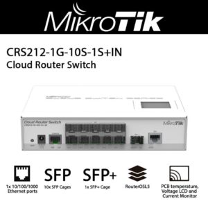 Switch cu management CRS212-1G-10S-1S+IN cu 1x Ethernet Gigabit, 10x SFP, 2x SFP+ (10G)